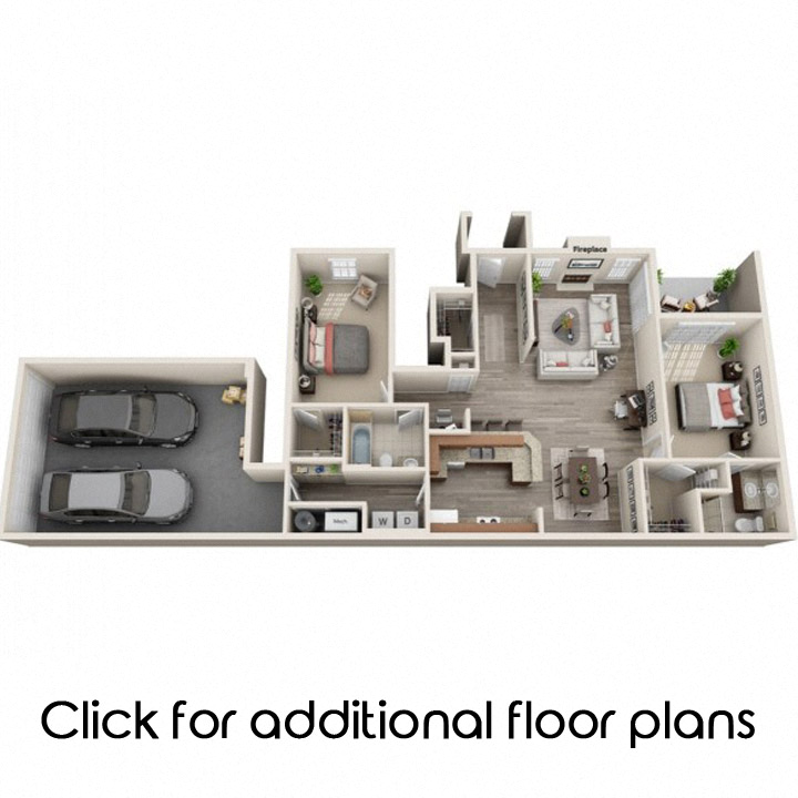 Floor plan for 2 beds, 2 baths, 1525 sqft